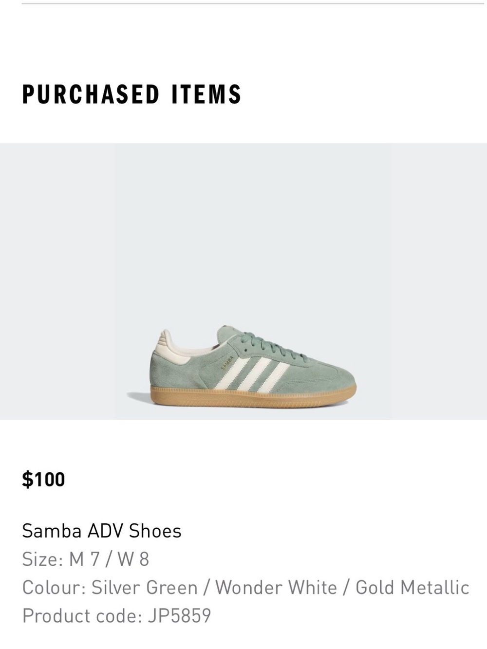 adidas Samba ADV Suede Sneaker in Silver Green and Wonder White